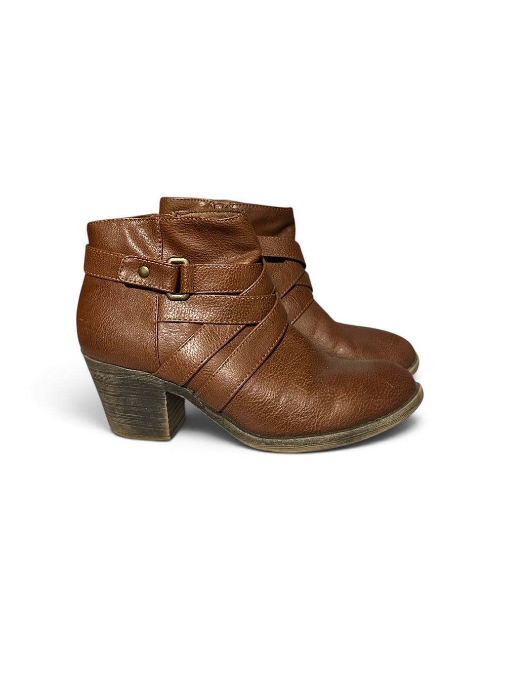 Brown Women's Ankle Bootie with Wrap-Strap Detail 8.5